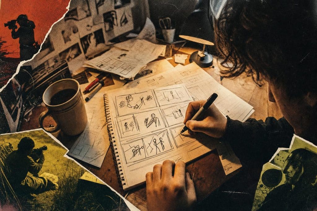 cómo escribir un guion de cortometraje - guionista trabajando en el storyboard