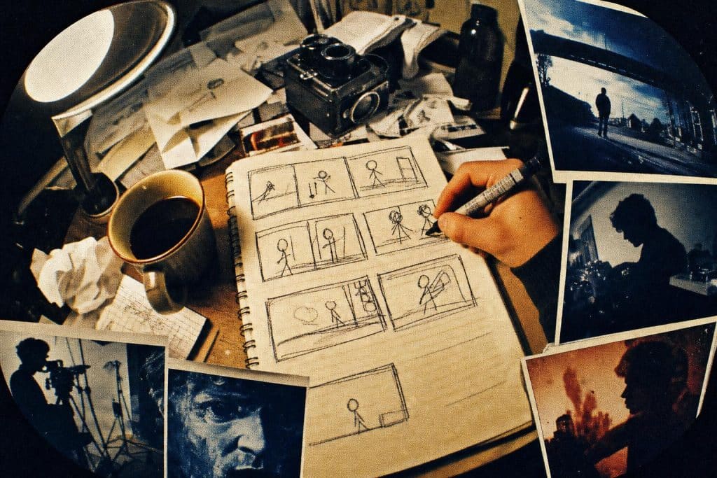 cómo hacer un storyboard paso a paso dibujado a mano en una libreta